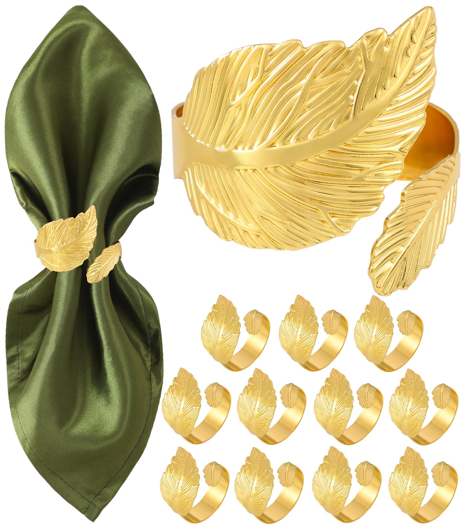 HASTHIP® 12 Pcs Gold Napkin Rings Shiny Metal Napkin Ring Study Leaf Shaped Table Decor for Christmas, Easter, Wedding, Party, Elegant Table Settings Gift Ideas HASTHIP® 12 Pcs Gold Napkin Rings Shiny Metal Napkin Ring Study Leaf Shaped Table Decor for Christmas, Easter, Wedding, Party, Elegant Table Settings Gift Ideas